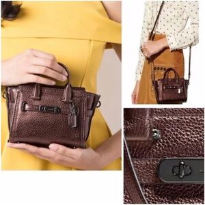 Coach Mini Swagger 15 Crossbody Top Handle Bag Metallic Bronze
